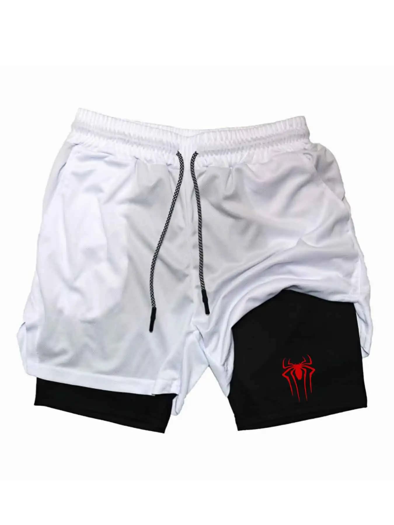 Pantaloncini Sportivi Spider 2-in-1 Estate 2025, Shorts da Palestra e Corsa, Abbigliamento Sportivo per Tempo Libero, Pantaloncini a Doppio Strato per Fitness