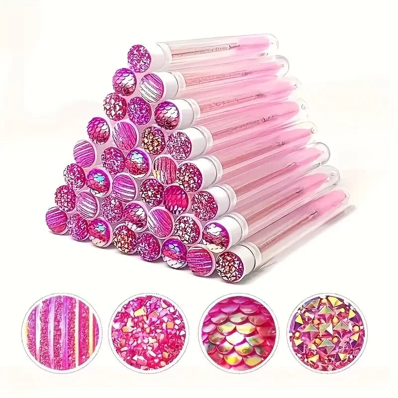 50 pcs Brush For Eyelash Use Tube And Drop Mascara Bacchette Tube Reusable Reusable Spools for Eyelash Detergent Brush Powder Pipes
