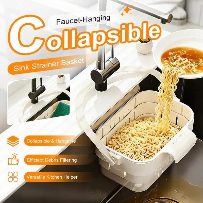Cestello filtro per lavello da cucina con svuotamento automatico a pressione, raccoglitore di rifiuti, cestello drenante da appendere al rubinetto, filtro per rifiuti, organizer da cucina