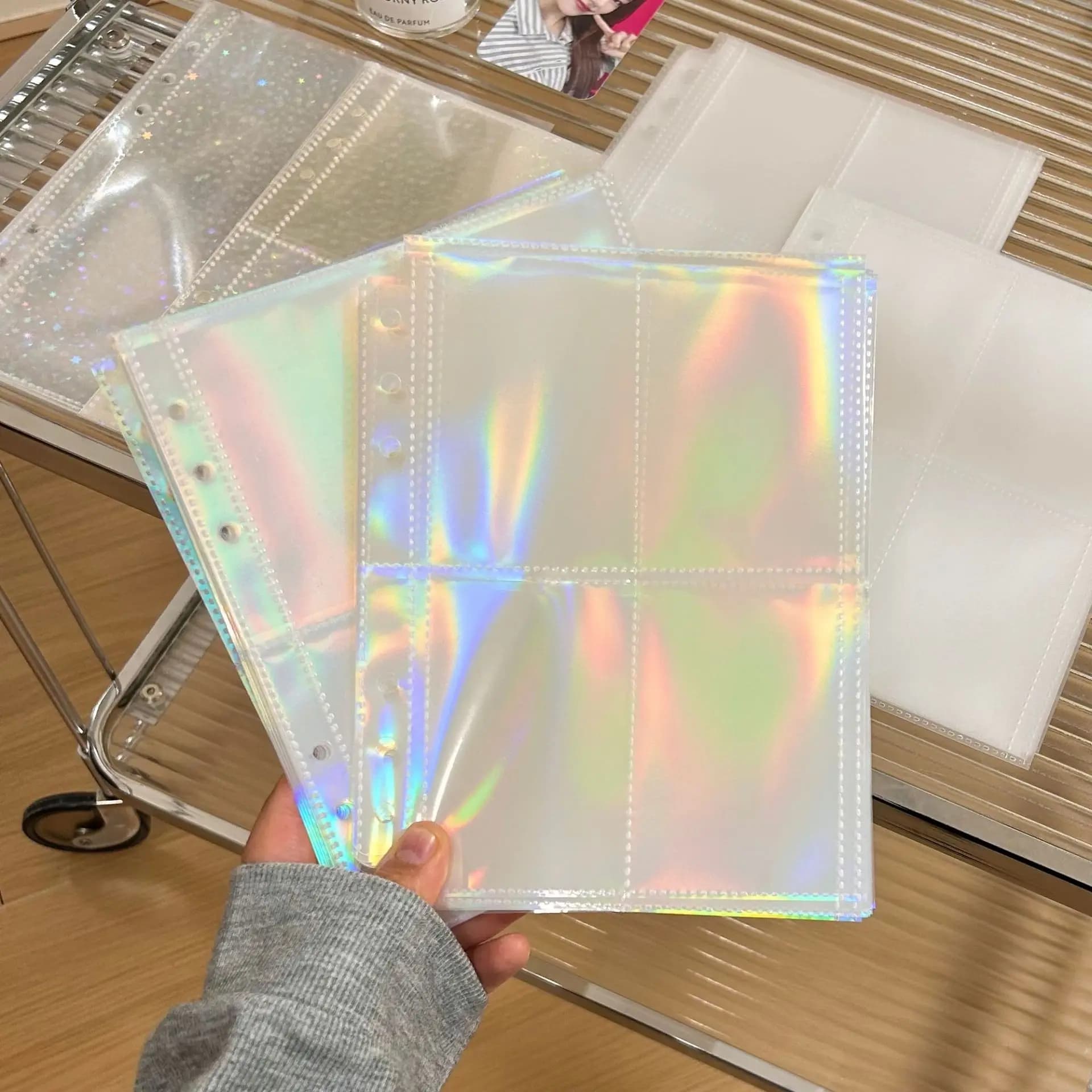 A5 10 Pezzi Raccoglitore Trasparente Laser per Documenti, Quaderno a 6 Fori, Borsa Portadocumenti Fai-da-te, Anelli per Rilegatura, Cartella Portadocumenti in PVC