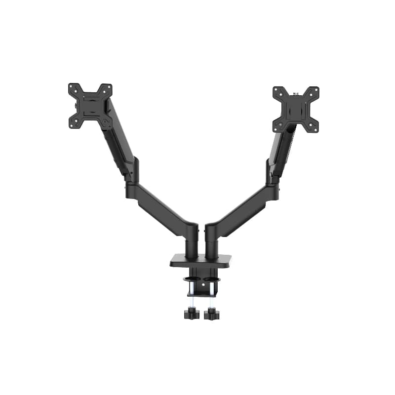 Supporto da scrivania per due monitor con rotazione a 360 gradi e regolazione dell'altezza, supporto per monitor a doppia molla a gas