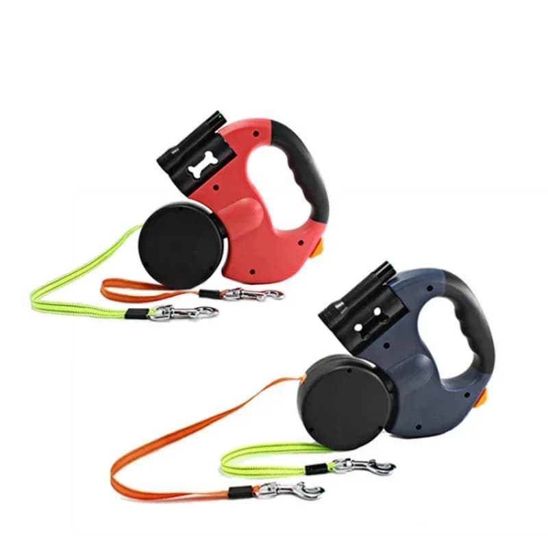Corda di trazione retrattile automatica a LED con borsa a due teste e plastica Guinzaglio per cani Catena per cani Forniture per animali Accessori per cani