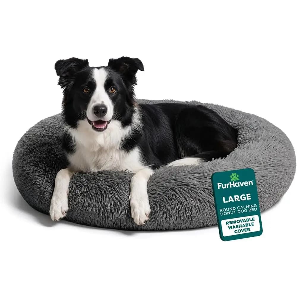 Cuccia rotonda grande e soffice per cani, rivestimento rimovibile e lavabile, adatta a cani fino a 34 kg (75 libbre)