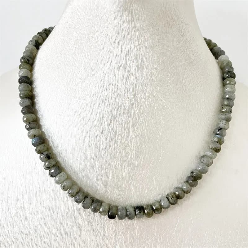 5*8MM Sfaccettato Lucido Luna Labradorite Collana Gioielli in Pietra Naturale Nobile Elegante Collare Squisito Catena Girocollo Collier