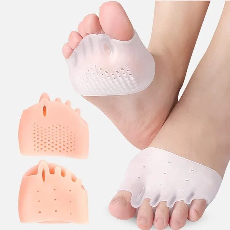 Cuscinetti metatarsali a nido d'ape a cinque fori Separatore delle dita Distanziatori delle dita dei piedi Cuscinetto per piedi in gel di silicone morbido traspirante Cuscinetti per l'avampiede Piedi Vesciche