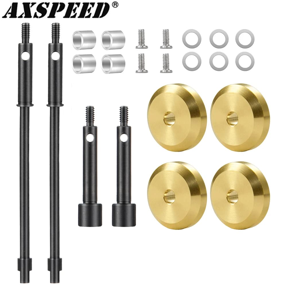 AXSPEED Anterior Rear CVD Engine Shaft + 4mm Stainless Steel Needles Angle Enlarge Wheel Hub Set for 1/24 Axial SCX24 Upgrade Parts