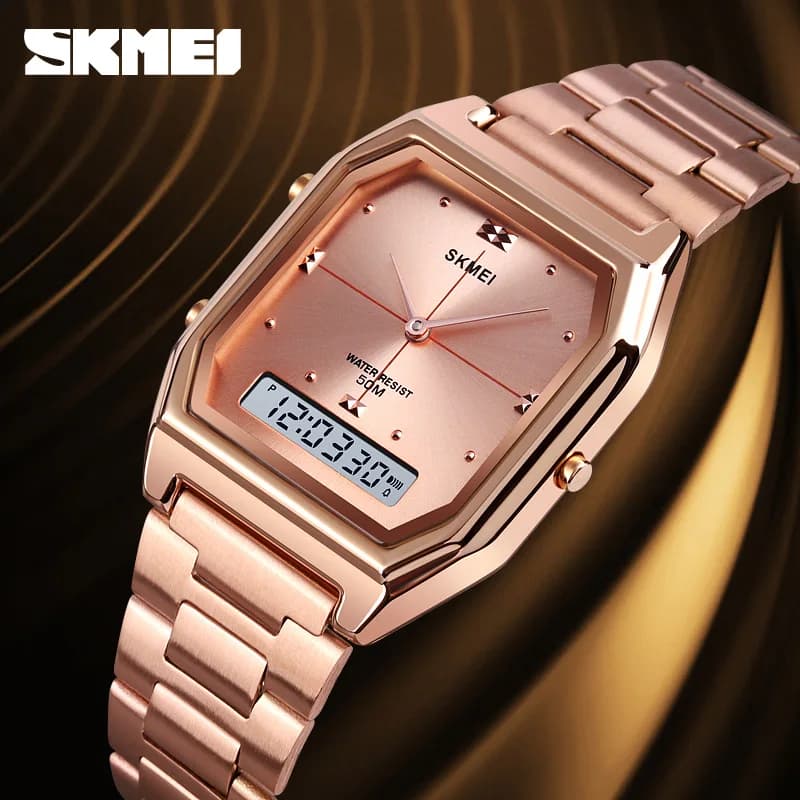 SKMEI moda cinturino in acciaio inossidabile orologi da polso digitali per uomo donna allarme impermeabile 3 tempi cronografo orologi orologio elettronico