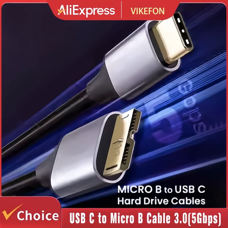 Cavo USB C a Micro B 3.0 (5 Gbps), da USB-C maschio a Micro B femmina, per disco rigido esterno/SSD (Toshiba, WD, Seagate), MacBook, laptop