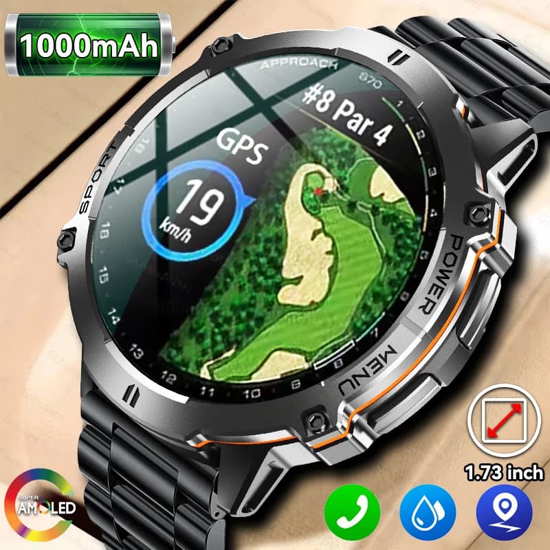Nuovo Smartwatch Militare con GPS Reale, Batteria Grande da 1000mAh, Impermeabile 10ATM, Chiamate Bluetooth HD, per Sport all'Aperto