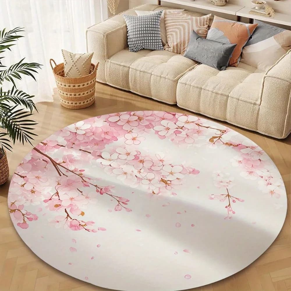 Tappetino rotondo floreale rosa - Tappeto da pavimento morbido Tappeto antiscivolo per ingresso Zerbino per interni ed esterni Novità regalo Protezione per il pavimento della toilette