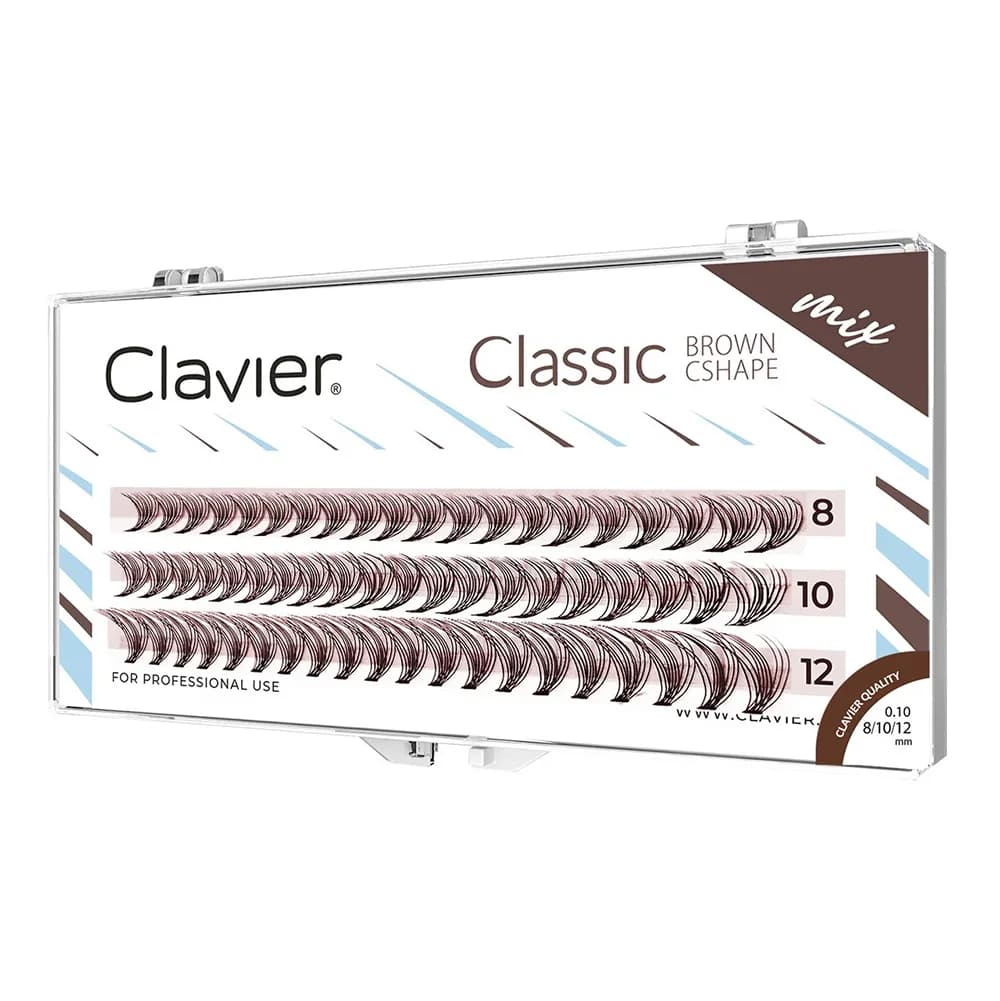 Clavier Ciglia marroni classiche Ciglia a grappolo naturale Ciglia a segmento individuale 10D Curling professionale a C