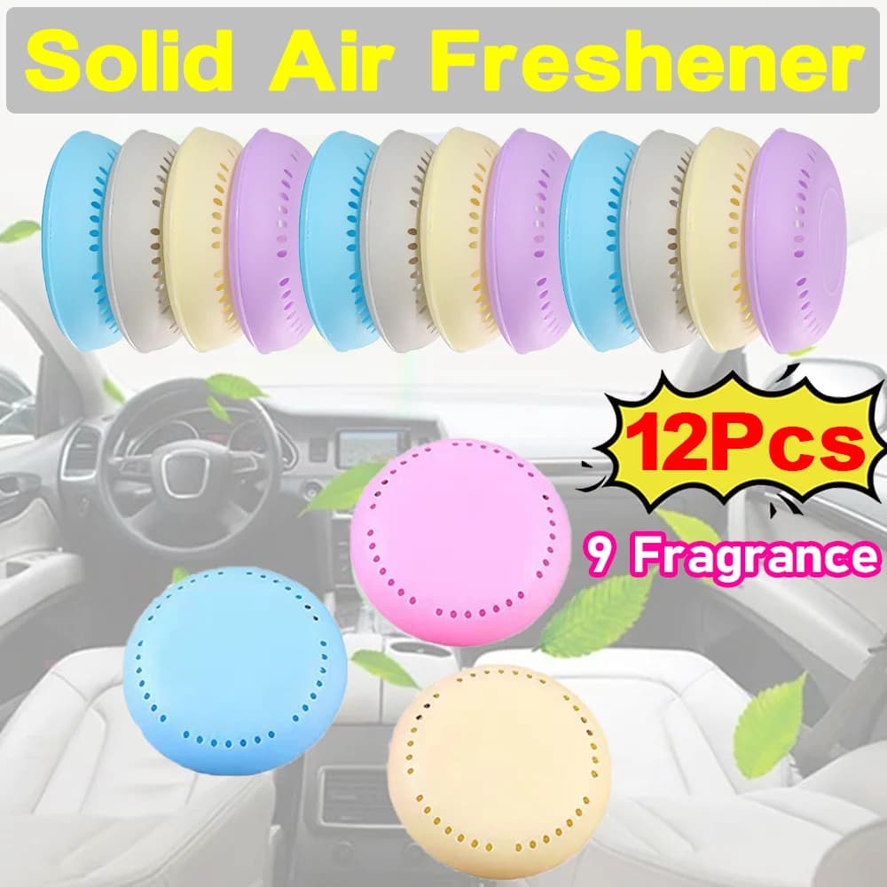 12 set deodorant for auto perfume solid natural diffuser kit for aromatherapy stick-on diffuser round fragrance scent long lasting
