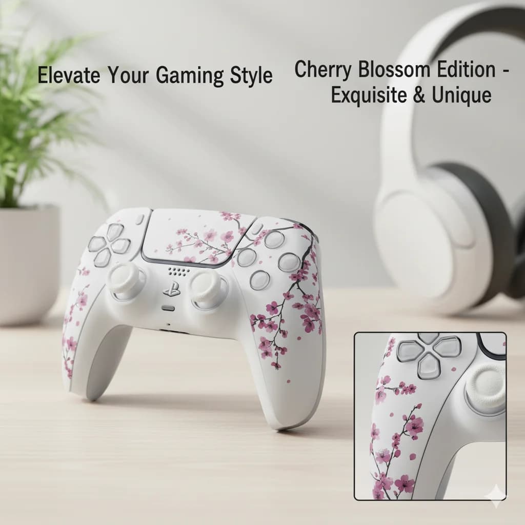 Cover Rosa Floreale per Controller PS5 DualSense, Guscio di Ricambio con Touchpad Compatibile Versione BDM, Accessori Gaming Fai-da-te