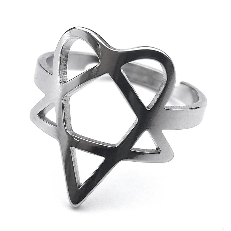 2024 new fashion Halloween hollow five-pointed star stainless steel ring neutral wind light luxury titanium steel accessories