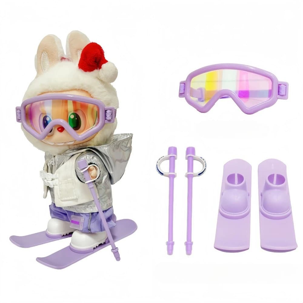 Per 17 centimetri Labubu Bambole Vestiti Invernali Occhiali Da Sci Sci Slitta Set Vestire Accessori Per Bambole Seduta Festa Cambiare Vestito Gioco Giocattoli