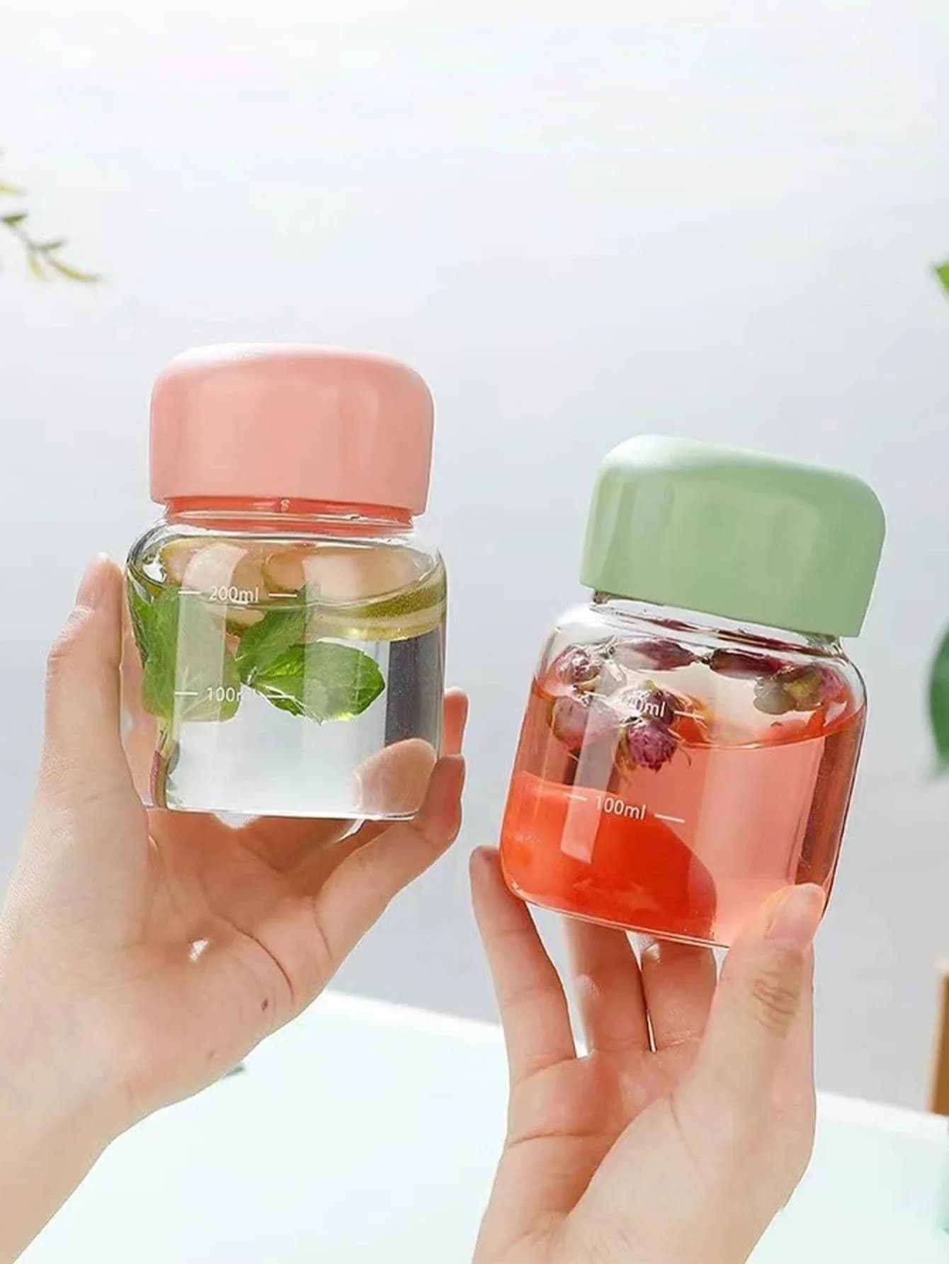 1/2PCS 300ml Small Water Bottle Plastic Portable Leakproof Mug Juice Milk Drinking Cup with Scale JJ2592