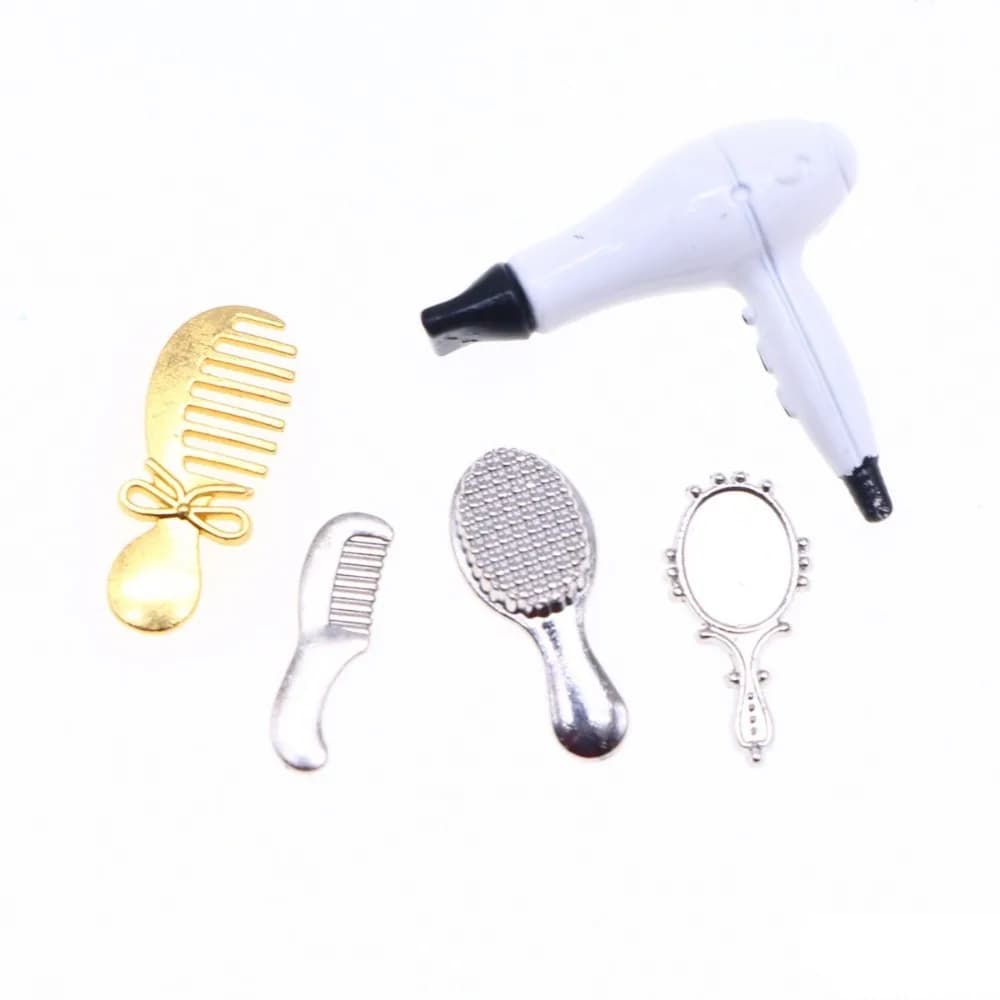 NUOVO Kit Trucco per Casa delle Bambole 1/12, Accessori in Plastica, Asciugacapelli, Pettine, Modello Scenico, Set Multicolore di Strumenti per il Trucco, Regalo