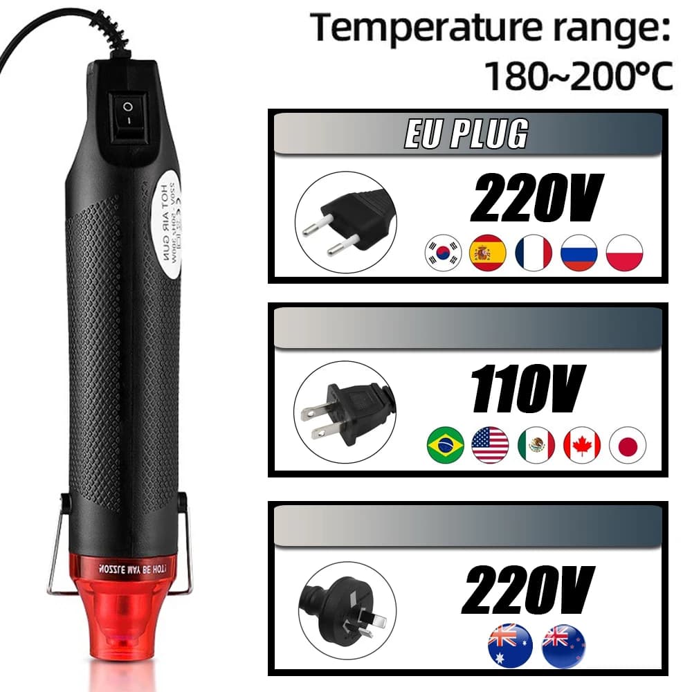 Mini riscaldatore portatile con pistola ad aria calda da 300 W per fai da te, goffratura, avvolgimento termoretraibile, strumento di calore elettrico portatile multifunzione in PVC