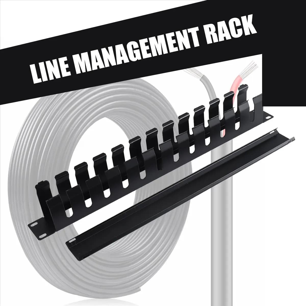 L77A 1U Cable Management Horizontal Mount 19 Inch Server Rack , 12 Slot Metal Finger Duct Wire Organizer With Cover