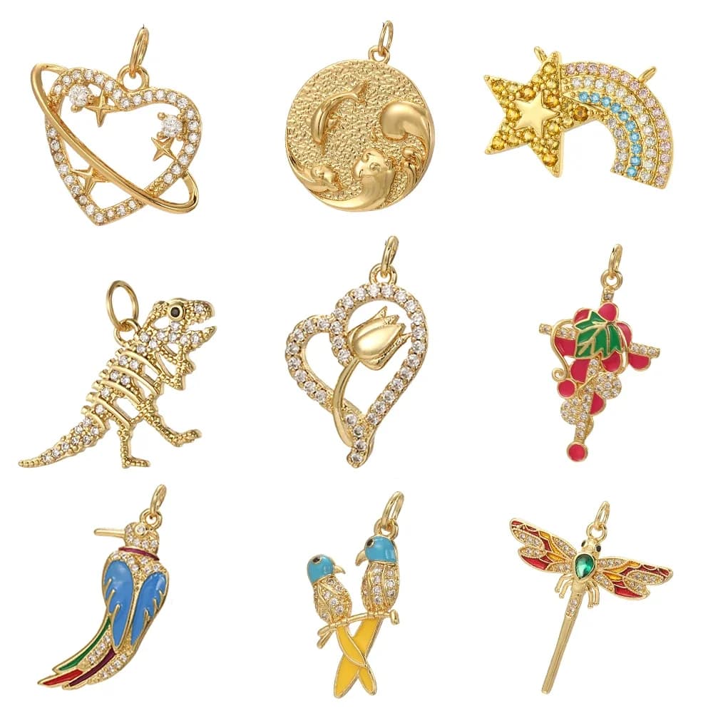 Cute Exquisite Animal Charms for Jewelry Making Supplies DIY Earrings Necklace Key Pendant Copper Inlaid Zirco Bohemian Style