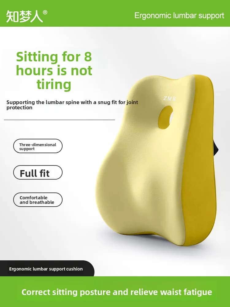 Cuscino Lombare per Ufficio, Supporto per Schiena per Lunghe Sessioni di Lavoro, Cuscino in Memory Foam Moderno e Semplice