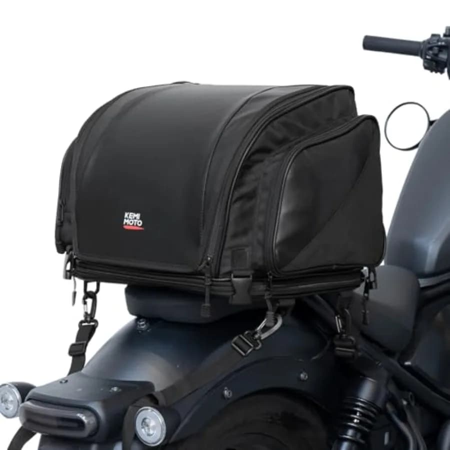 Borsa Posteriore per Moto 40-50L Espandibile Impermeabile, Borsa per Portapacchi e Casco, per Moto Sportive, Dirt Bike, Softail, Dyna, Touring