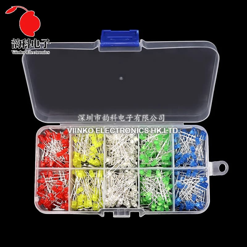 Kit elettronico diodi emettitori di luce da 3 mm 5 mm Kit assortito di diodi LED F3 F5 Bianco Verde Rosso Blu Giallo Arancione