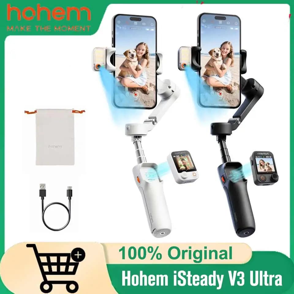 hohem iSteady V3 Ultra Stabilizzatore per smartphone Ai Face Tracking Gimbal per telefono a 3 assi Selfie Stick incorporato Portatile iPhone15/Samsun