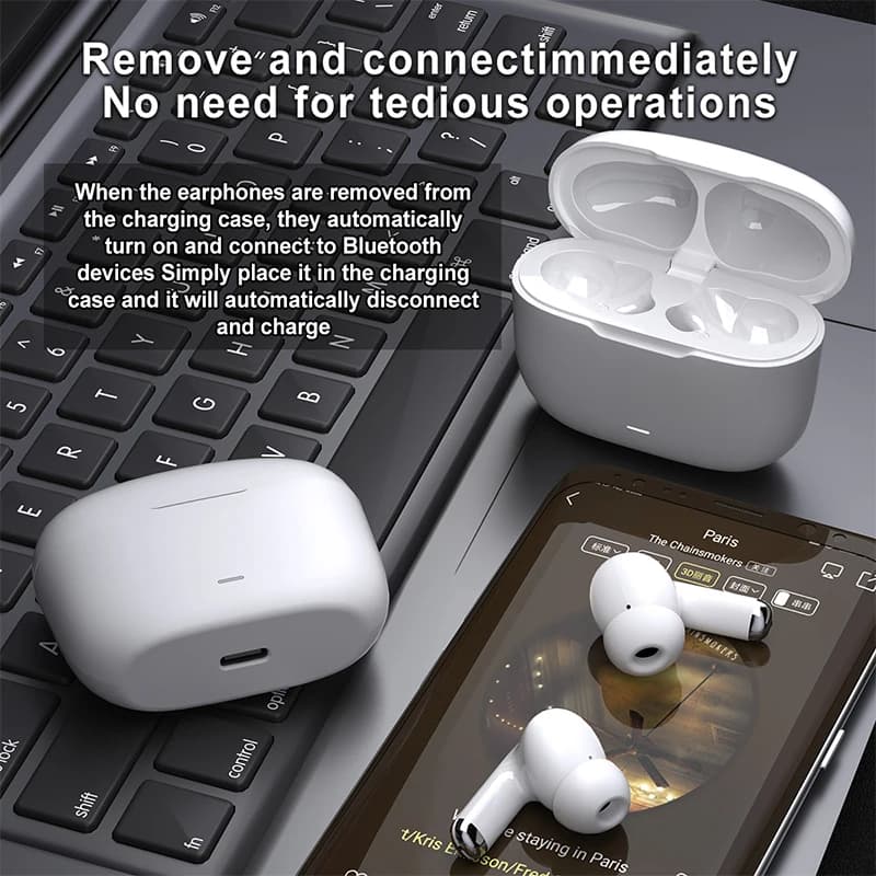 Auricolari S300-Bluetooth 5.4 TWS HiFi Stereo, cuffie wireless per giocatori, con riduzione del rumore, auricolari sportivi TWS.