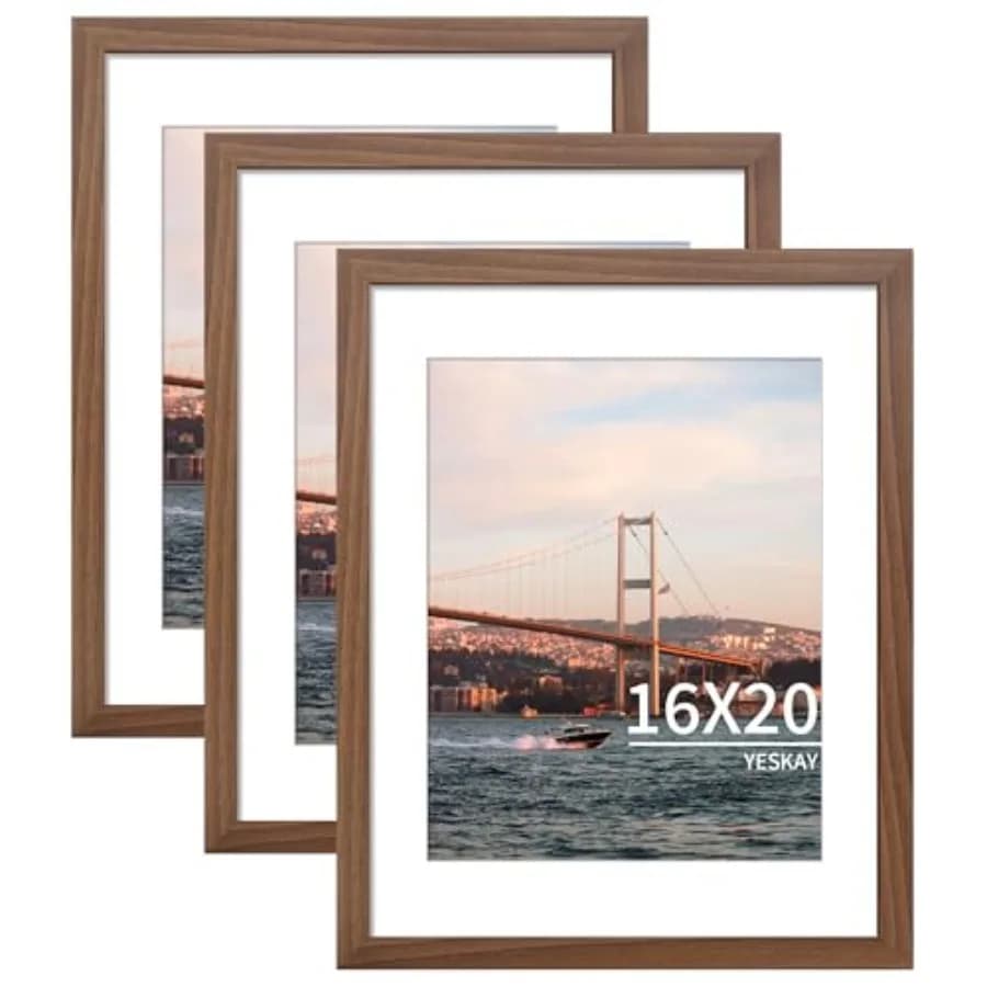 Set di 3 Cornici 16x20 per Esporre Foto 11x14 con Passepartout o 16x20 Senza Passepartout, Cornici per Poster 16x20 da Appendere a Parete Orizzontale
