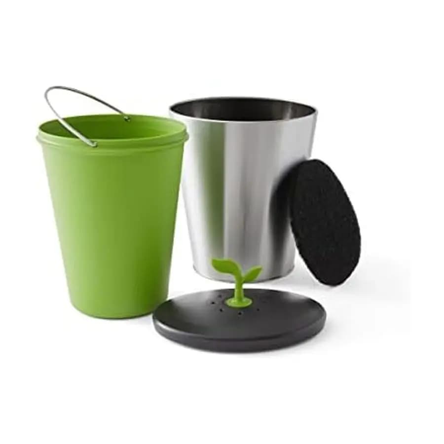 Contenitore per Compost da Bancone EcoCrock, 3,3 Litri, Grigio Acciaio