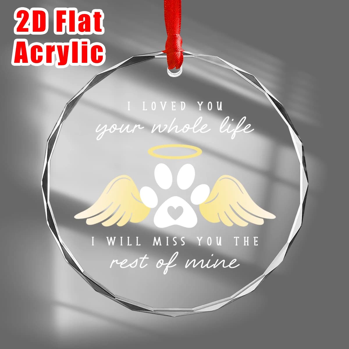 1pc acrilico ornamento di natale commemorativo regalo di perdita di animali domestici con nastro, ricordo di simpatia per gatti, amanti dei cani, decorazioni per appendere l'albero di casa
