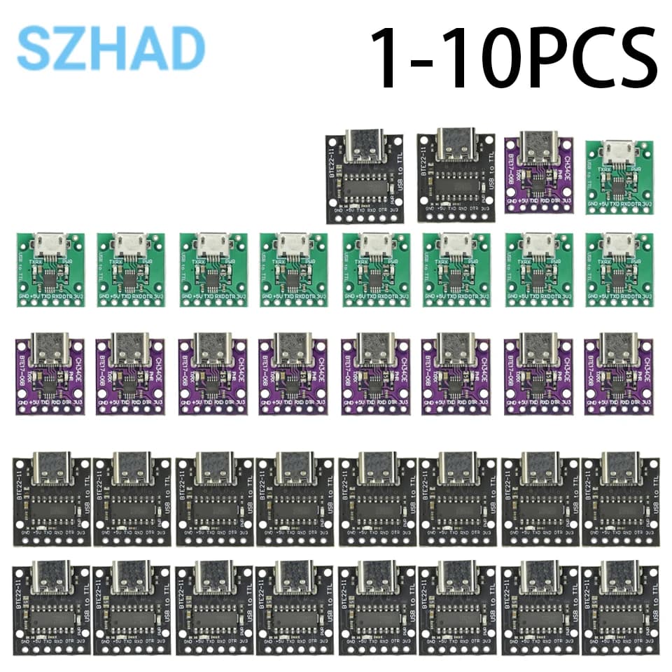 CH340N CH340E SOP8 USB to TTL Serial Module Micro USB 5V Pro Mini Download Adapter Board with Fuse Indicator for MCU Arduino
