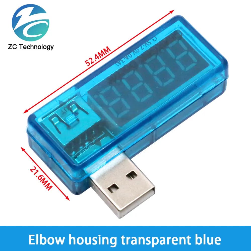 Digital USB Mobile Power Charging Current Voltage Tester Meter Mini USB Charger Doctor Voltmeter Ammeter Turn Transparent