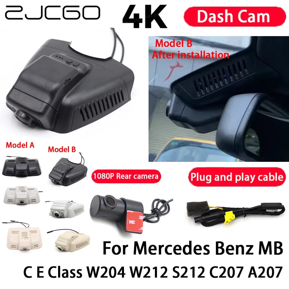 Telecamera per Auto 4K Plug and Play, Registratore Video con Visione Notturna per Mercedes Benz MB Classe C E W204 W212 S212 C207 A207
