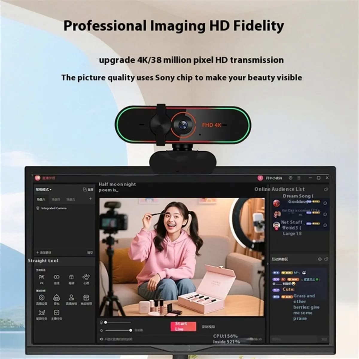 computer 12MP 4K Webcam with Microphone Video Camera USB Computer Camera for Video Calls Streaming Plug and Play USB for PC