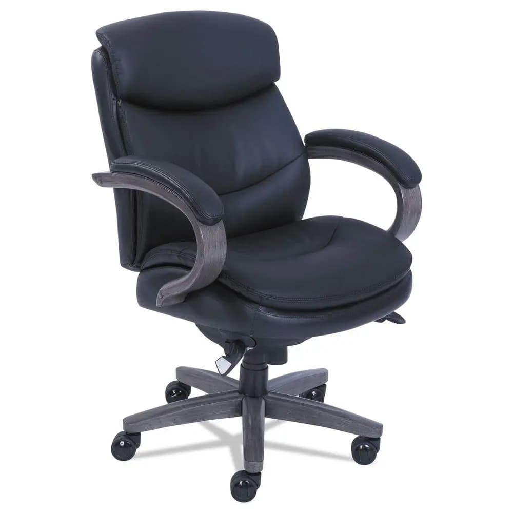 Sedia direzionale Woodbury MidBack, supporta fino a 300 libbre, altezza seduta da 18,75 a 21,75, schienale nero, base grigio anticato