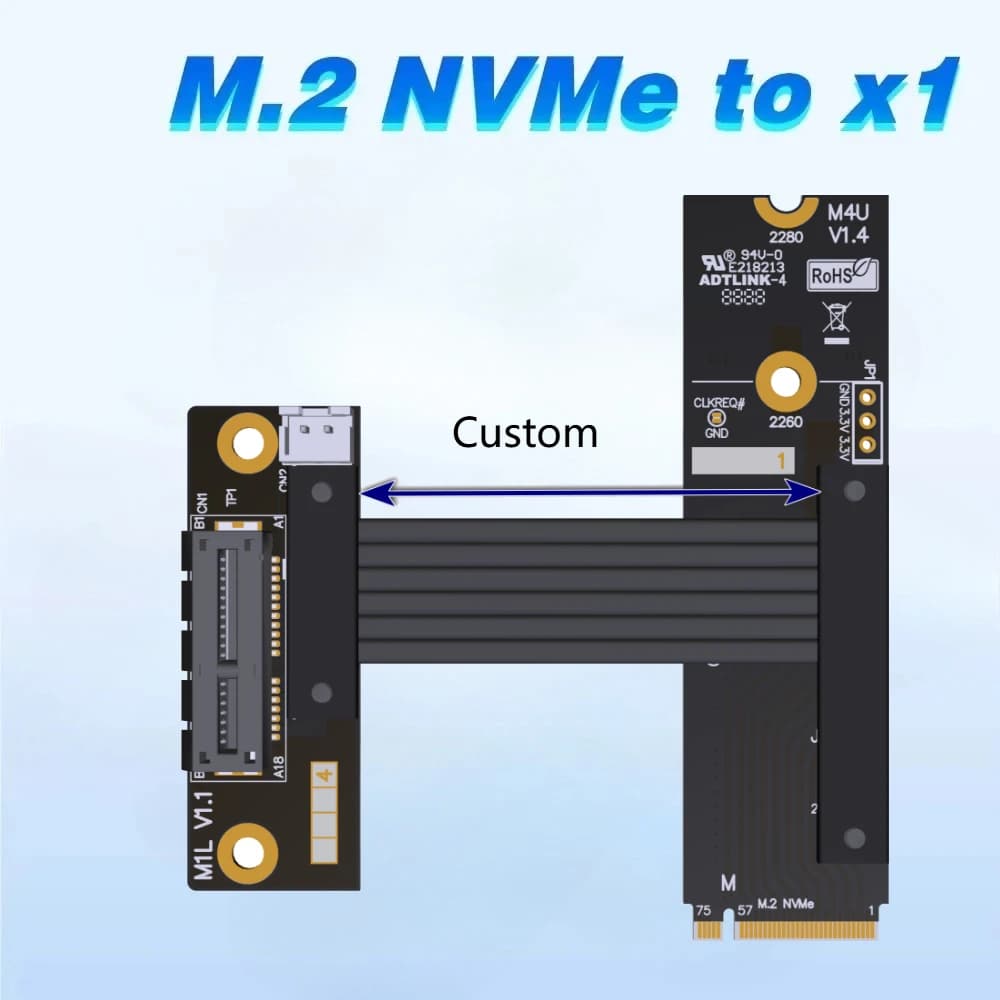 Trasforma 90 ° Cavo di prolunga M.2 NVMe a PCIE 4.0 x1 Scheda PCIe x1 Scheda audio/acquisizione LAN wireless USB a M.2 Ultra SSD Adattatore M-Key