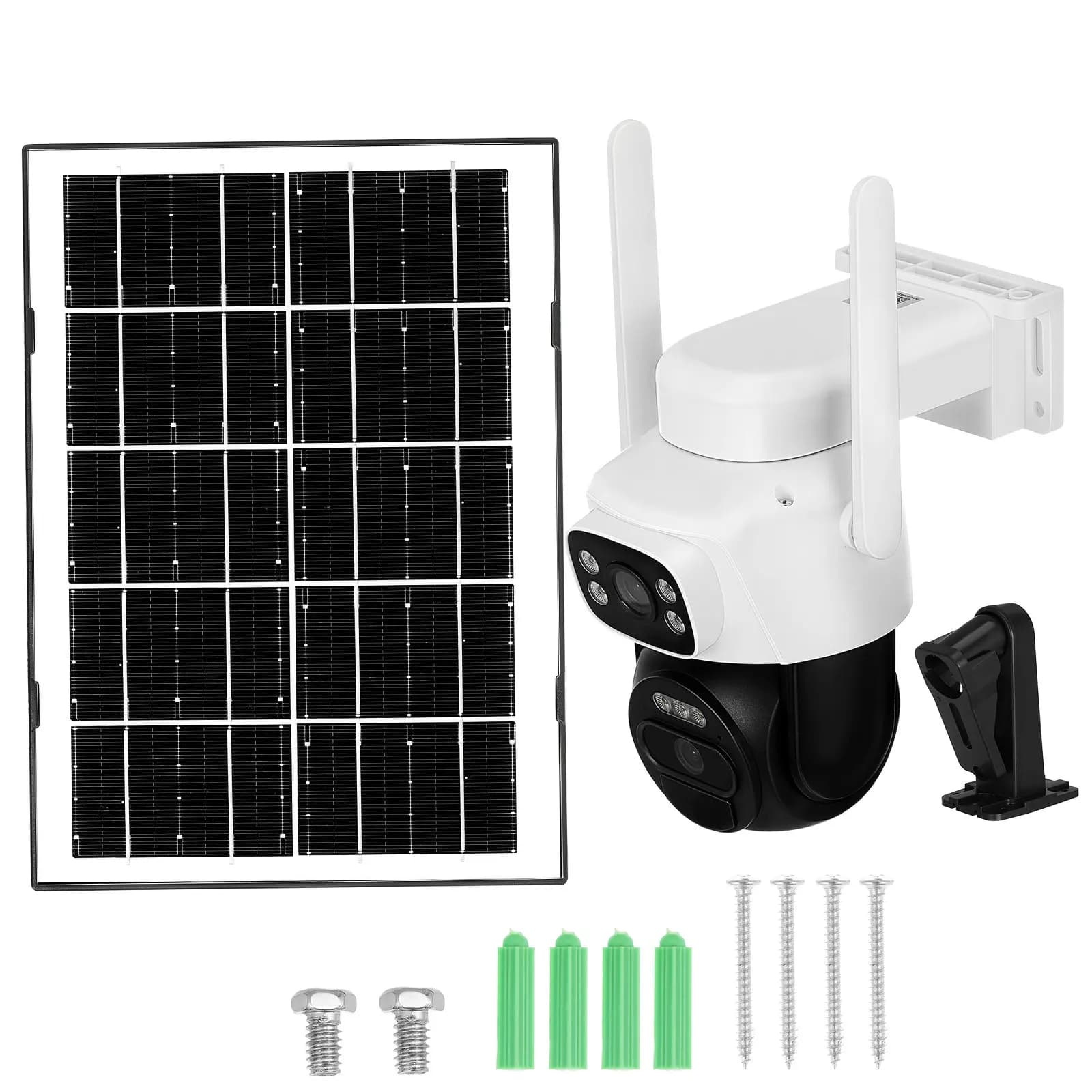 Solar Security Camera Wireless Outdoor Dual-Lens 360 Degree Panoramic Monitor Motion Detect Solar Powered Wireless Camera