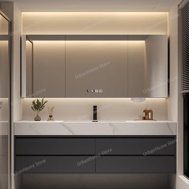 Specchio da Bagno Illuminato Antiappannamento, Design Minimalista Moderno per Villa, Arredamento Interno, Mobili da Bagno Ls50ysj