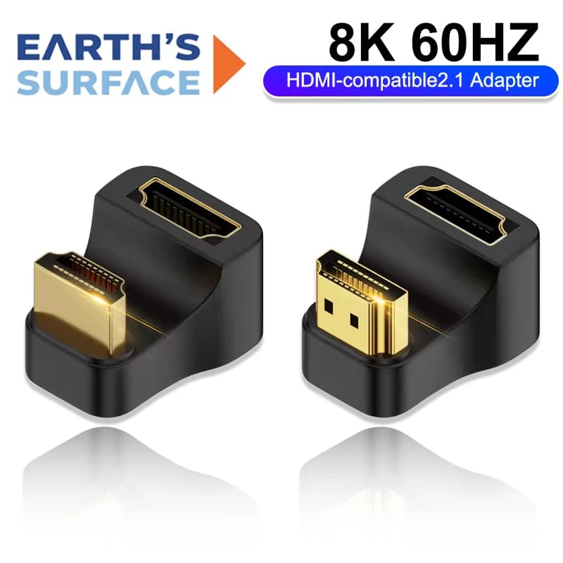 360 Degree U Shape HDTV Adapter HDMI 2.1 Male to Female 8K 60Hz Connector for Portable Display Monitor Accessories Up Down Angle
