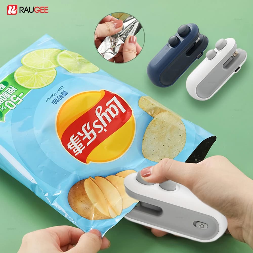 Macchina per sigillare Borsa ricaricabile 2 in 1 Mini termosigillatrice Borsa di stoccaggio Confezione di plastica Sigillatrice per snack Sigillatrice termica portatile per alimenti