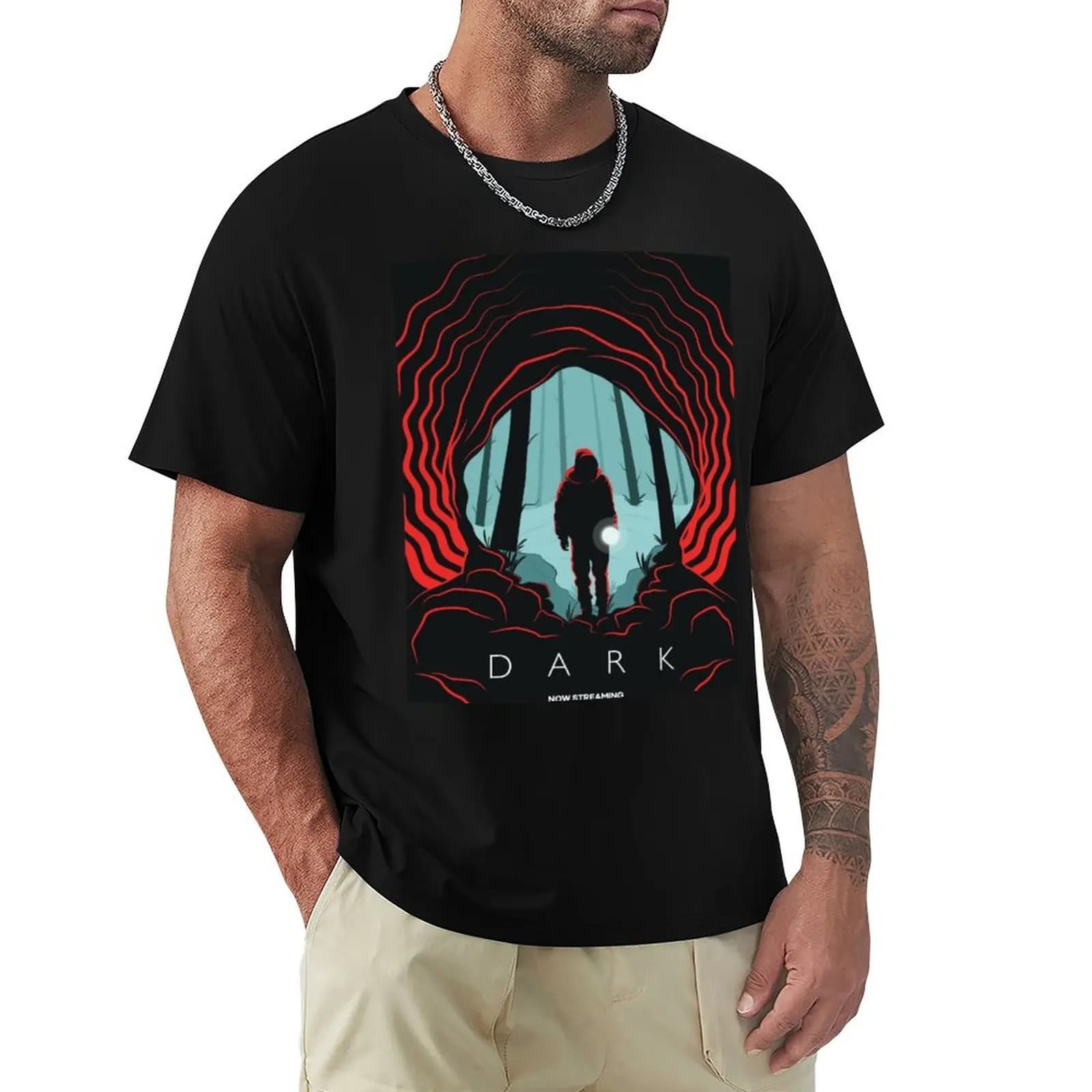 Dark T-Shirt Casual Pattern Print Tee Shirt
