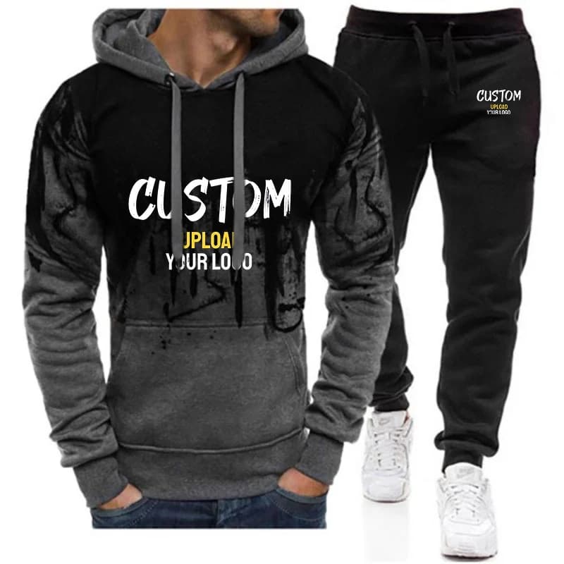 Personalized Custom Man's Hoodie Set Two Pices Sets Long-Length Street Clothes Casual Sports Sweatpant
