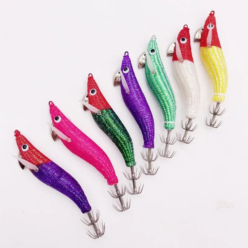 2.2 # Gamberetti in legno luminoso Gancio giapponese 9 cm-8 g Gancio per calamari Esca Parte piatta del coltello Gamberetti Calamari Ago Richiamo