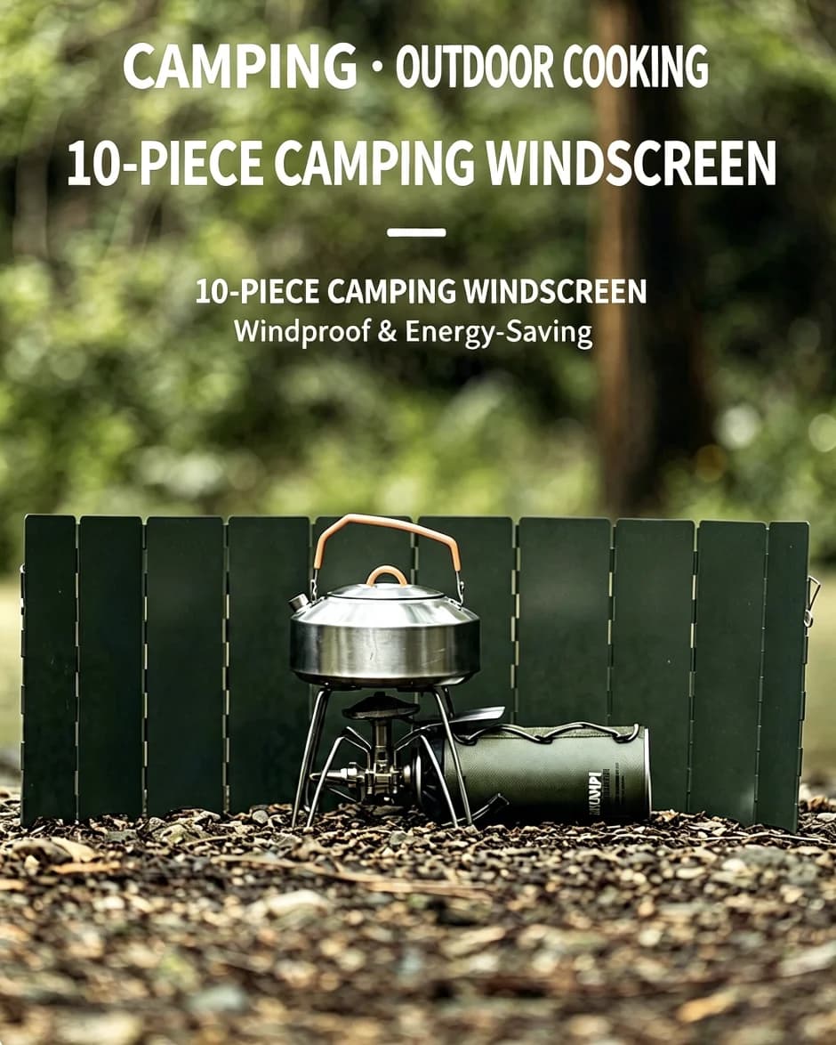 10 Panel Foldable Camping Windscreen Aluminum Outdoor Stove Wind Shield for Backpacking Picnic Cooking Portable Wind Block Board
