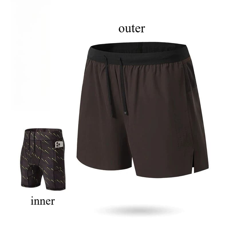 Summer Double Deck 2pcs Workout Shorts for Man Fitness Clothing Racing Training Men Gym Sportswear Marathon Running Shorts Male