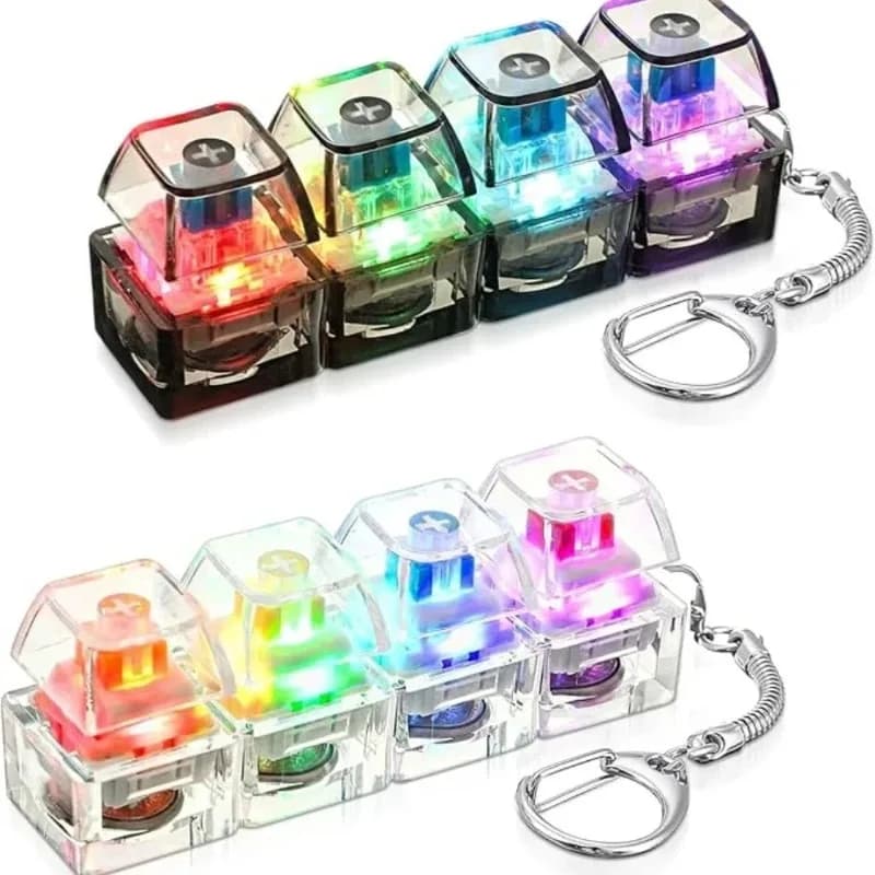 Portachiavi LED con Tastiera, Giocattolo Antistress in Cristallo, Gadget Sensoriale per Alleviare lo Stress, per Adulti e Bambini