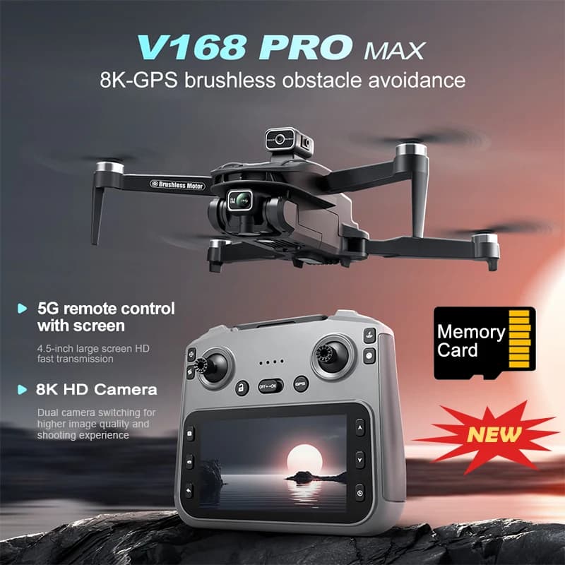 V168 Pro Max Drone GPS professionale con telecamera HD 8K FPV 5G Wifi Motore brushless pieghevole RC Quadcopter Evitamento ostacoli Dron