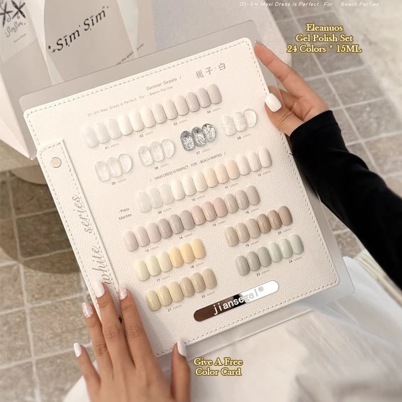 Jiansegel Smalto Gel UV LED 24 Colori Gardenia Bianco Latte Nude con Glitter e Paillettes Lunga Durata per Tutti